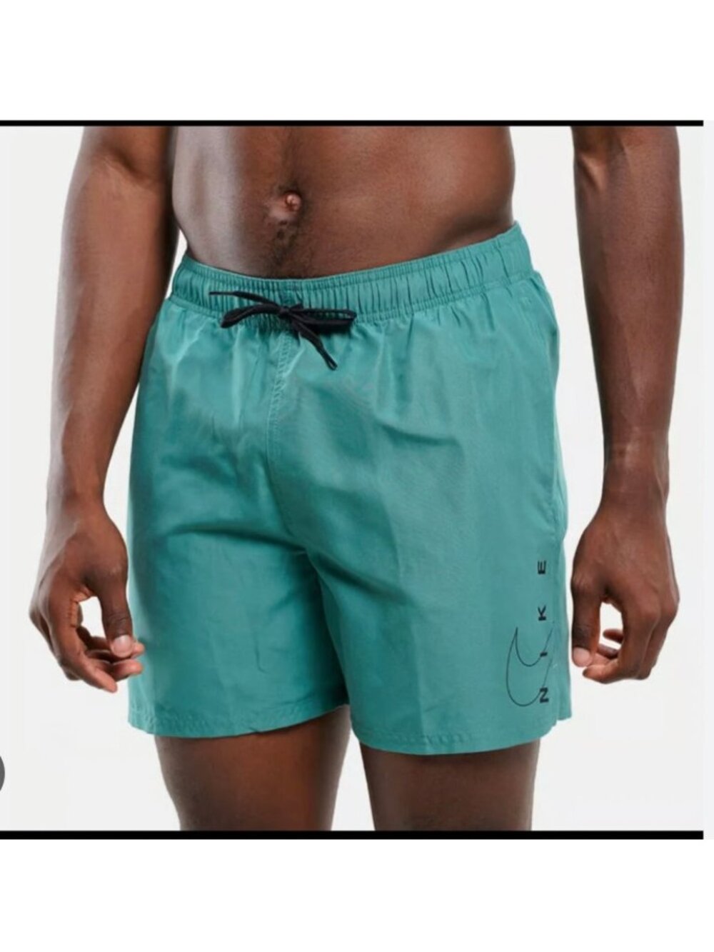 Nike Swim Shorts Mens Large Green Elastic Waist Quick Dry Lined Logo Swim